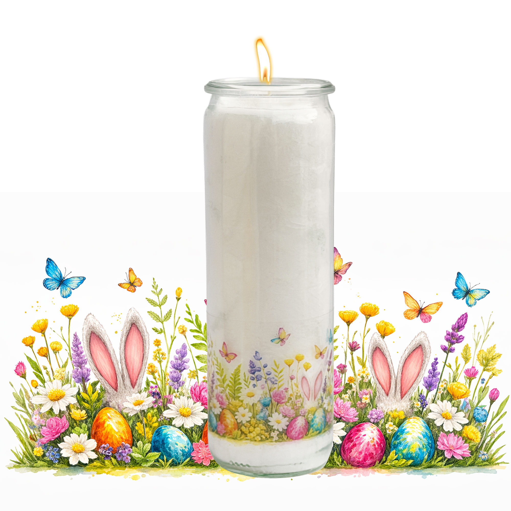 Herzlicht-Osterkerze "Frühlingswiese" im Glas 20x6 cm