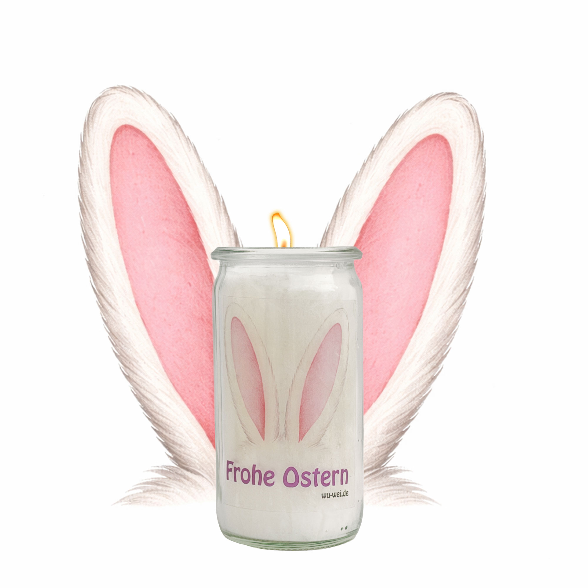 Herzlicht-Osterkerze "Hasenohren" im Glas 13x6 cm