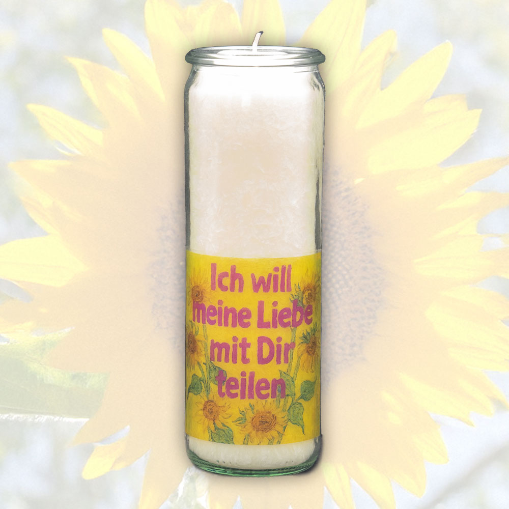 Herzlichtkerze Ich will meine Liebe mit dir teilen 20 cm x 6 cm