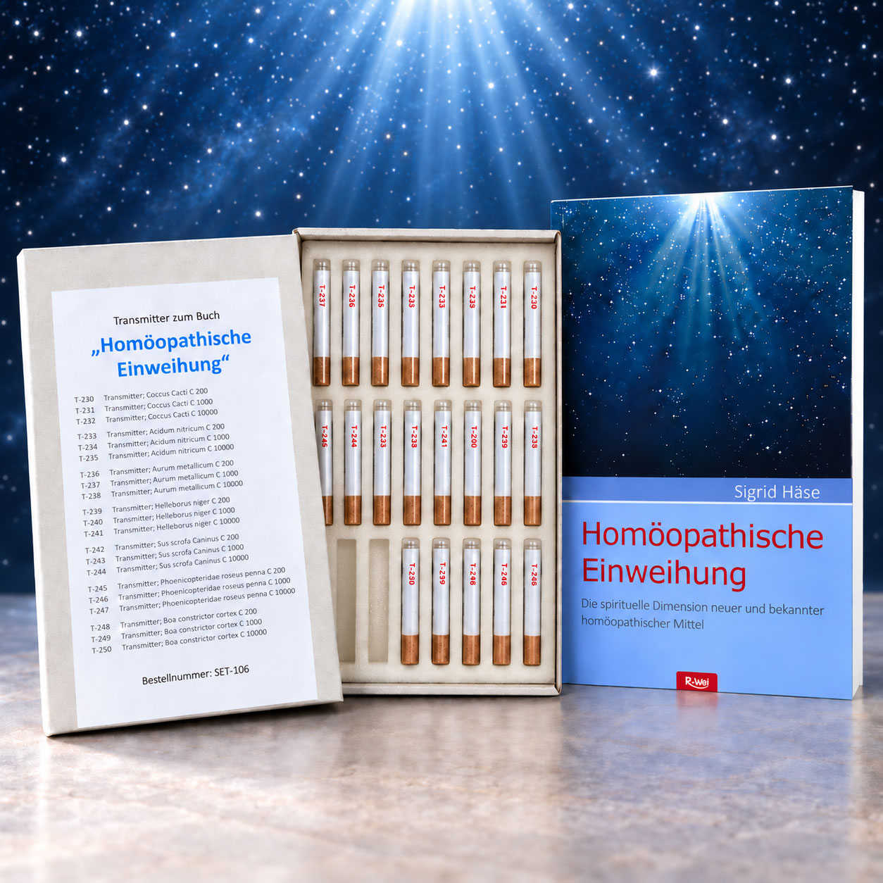 Homöopathische Einweihung Transmitter-Set 21 Stück T-230 bis T-250