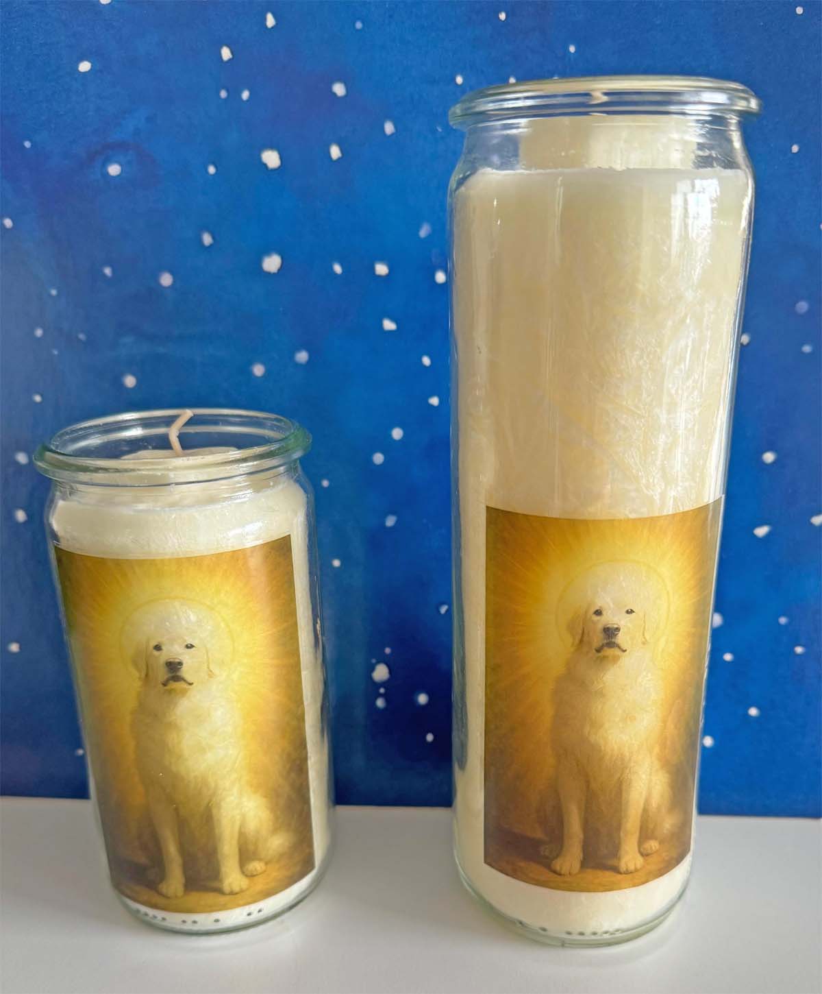 Herzlichtkerze Hunde-Deva 13 cm x 6 cm