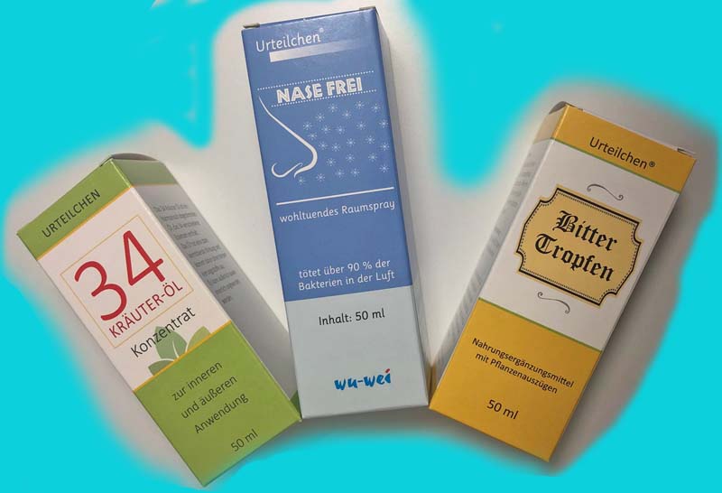 SET 50 ml 34 Kräuter-Öl - 50 ml  Bittertropfen - 50 ml  Nase-frei Spray