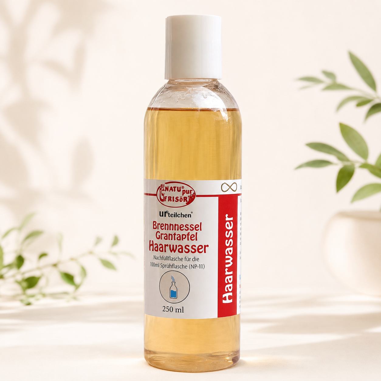 Brennnessel Granatapfel Haarwasser NATUpur bei Haarausfall 250ml Nachfüllflasche
