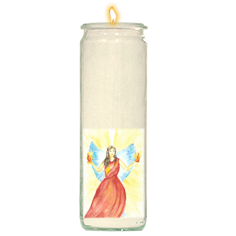 Herzlicht Kerze Erzengel Uriel - Groß - Cremeweiß