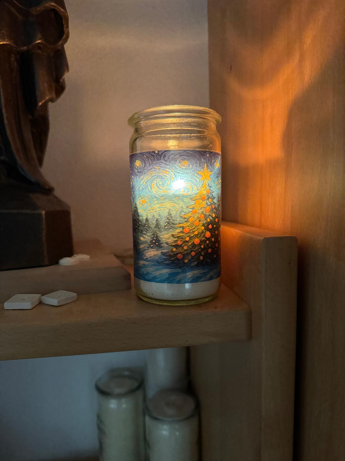 Herzlicht Weihnachtskerze Motiv 4 - 13 x 6 cm