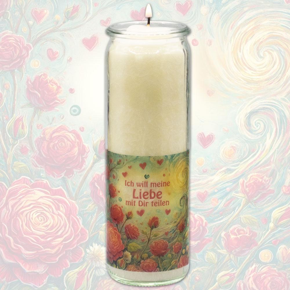 Herzlichtkerze Ich will meine Liebe mit dir teilen 20 cm x 6 cm