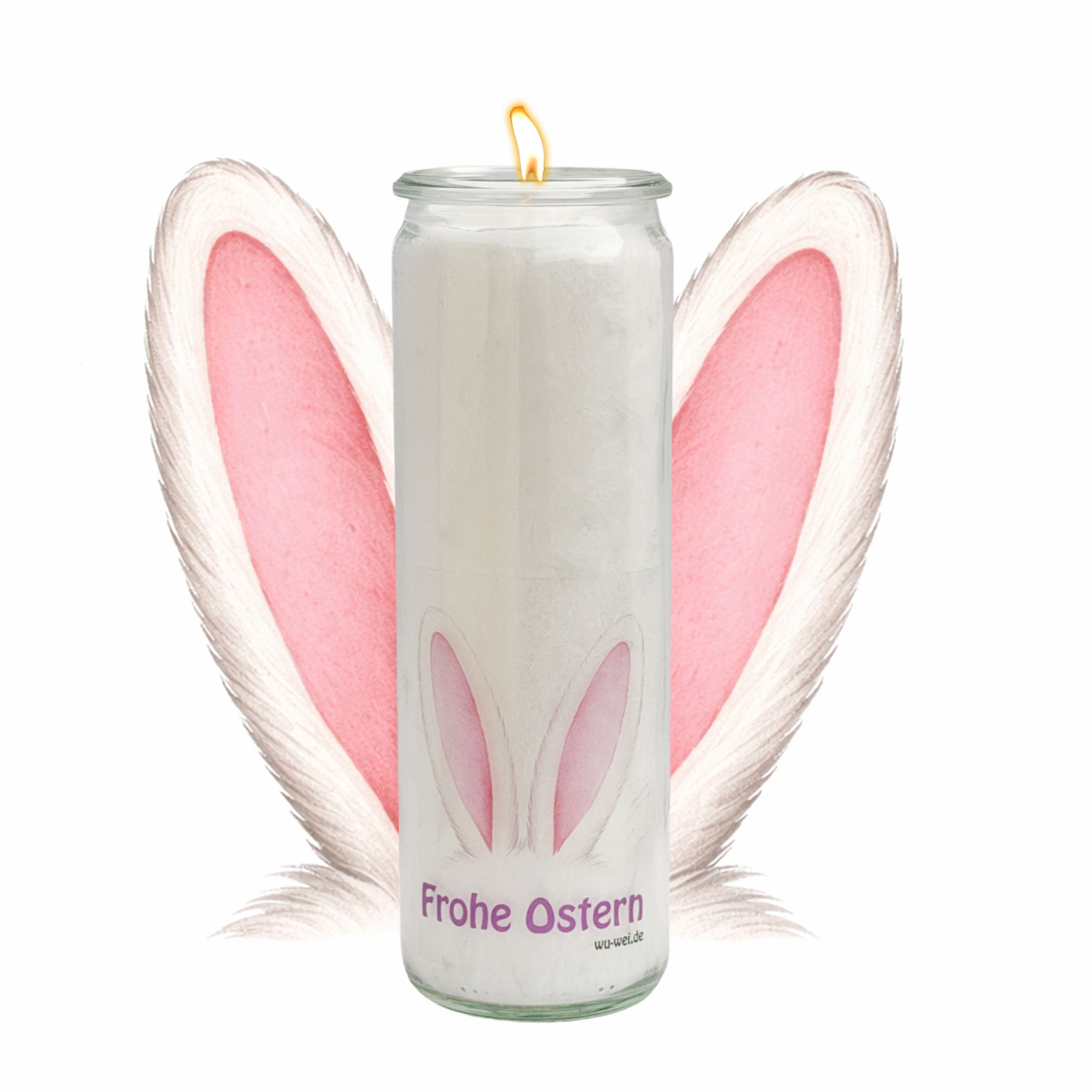Herzlicht-Osterkerze "Hasenohren" im Glas 20x6 cm